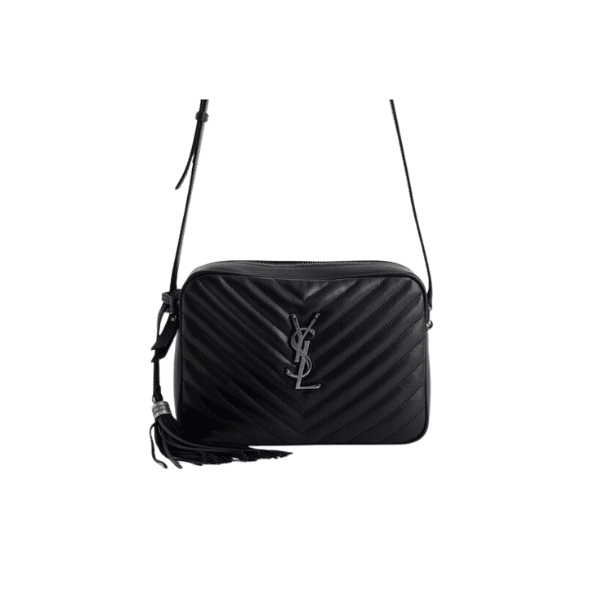 Saint Laurent Lou Camera Bag In Quilted Black Noir Leather 23Cm