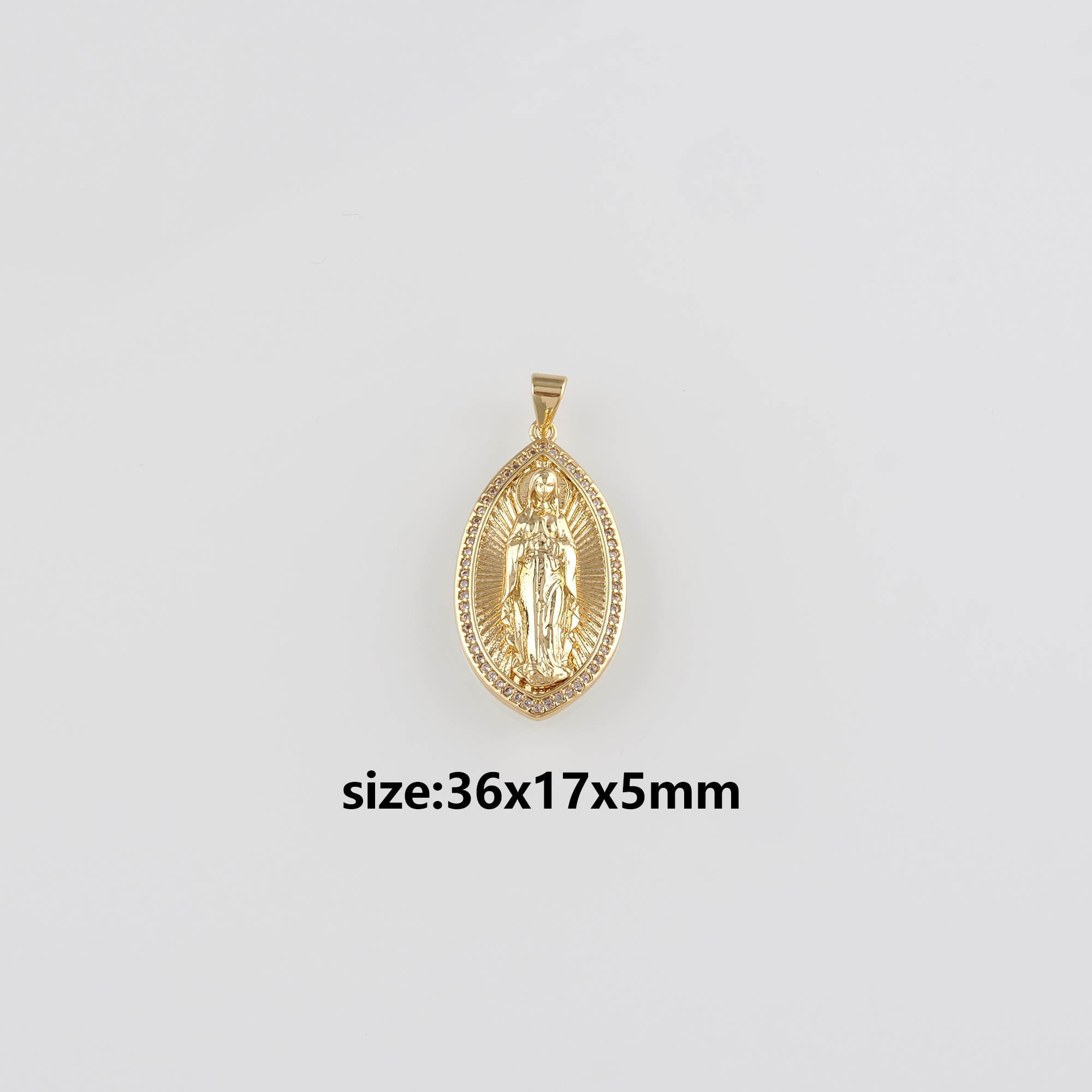 18K Gold Filled Virgin Mary Pendant,CZ Micro Pave Religious Charm Earrings Necklace for DIY Jewelry Making Supply