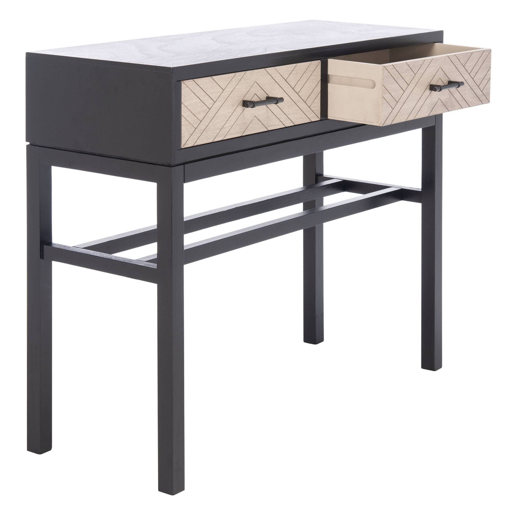 Safavieh CNS5709B Ajana 2 Drawer Console Table Black u0026 Greige