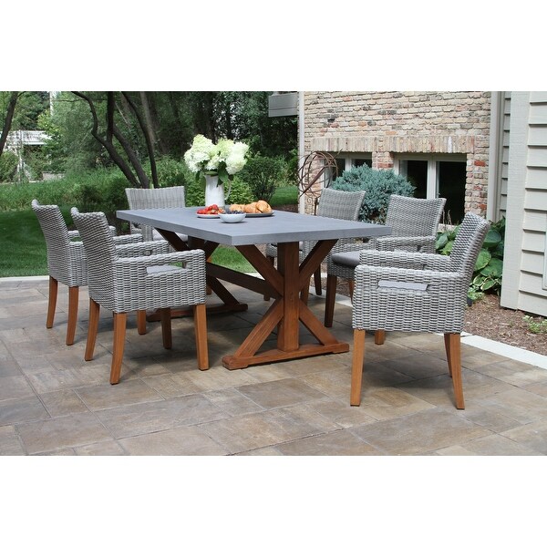Nadine 7pc Composite and Eucalyptus Dining Set