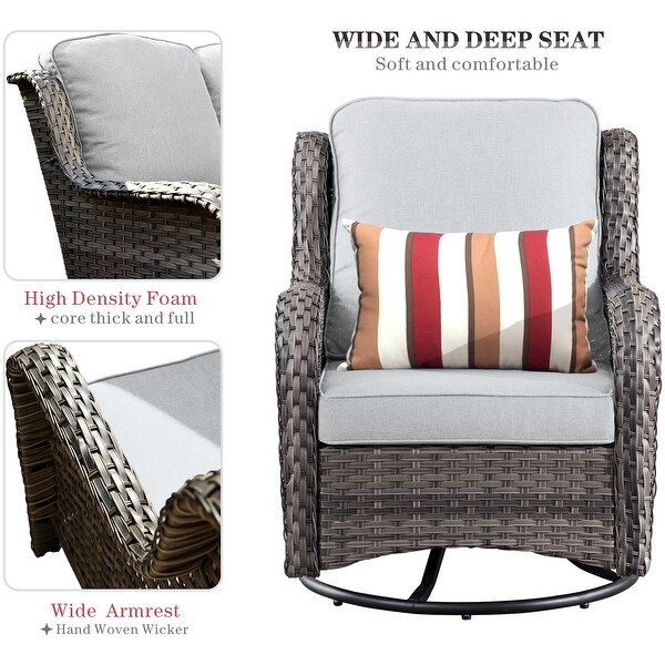 OVIOS 8piece Rattan Wicker Patio Furniture Set Swivel Rocking Chair Set