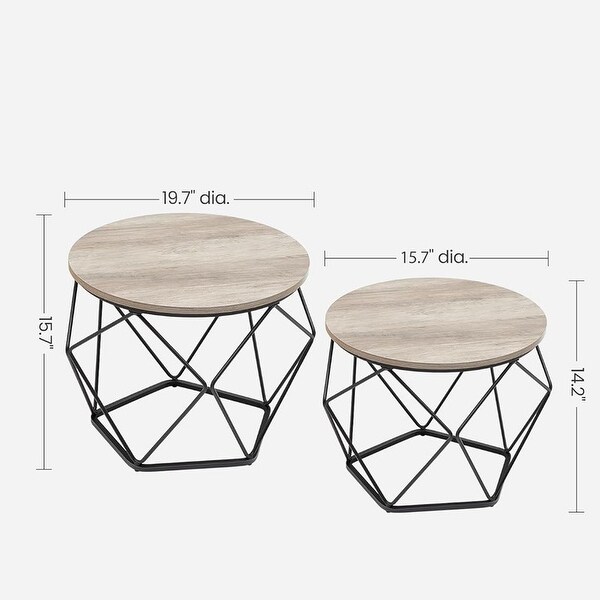 Small Coffee Table Set of 2,Round Coffee Table ,Greige and Black