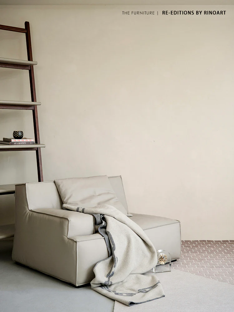 CH050 - Italian B@xter Sofa: Glacier Grey, Modular Configuration, Leather Finish