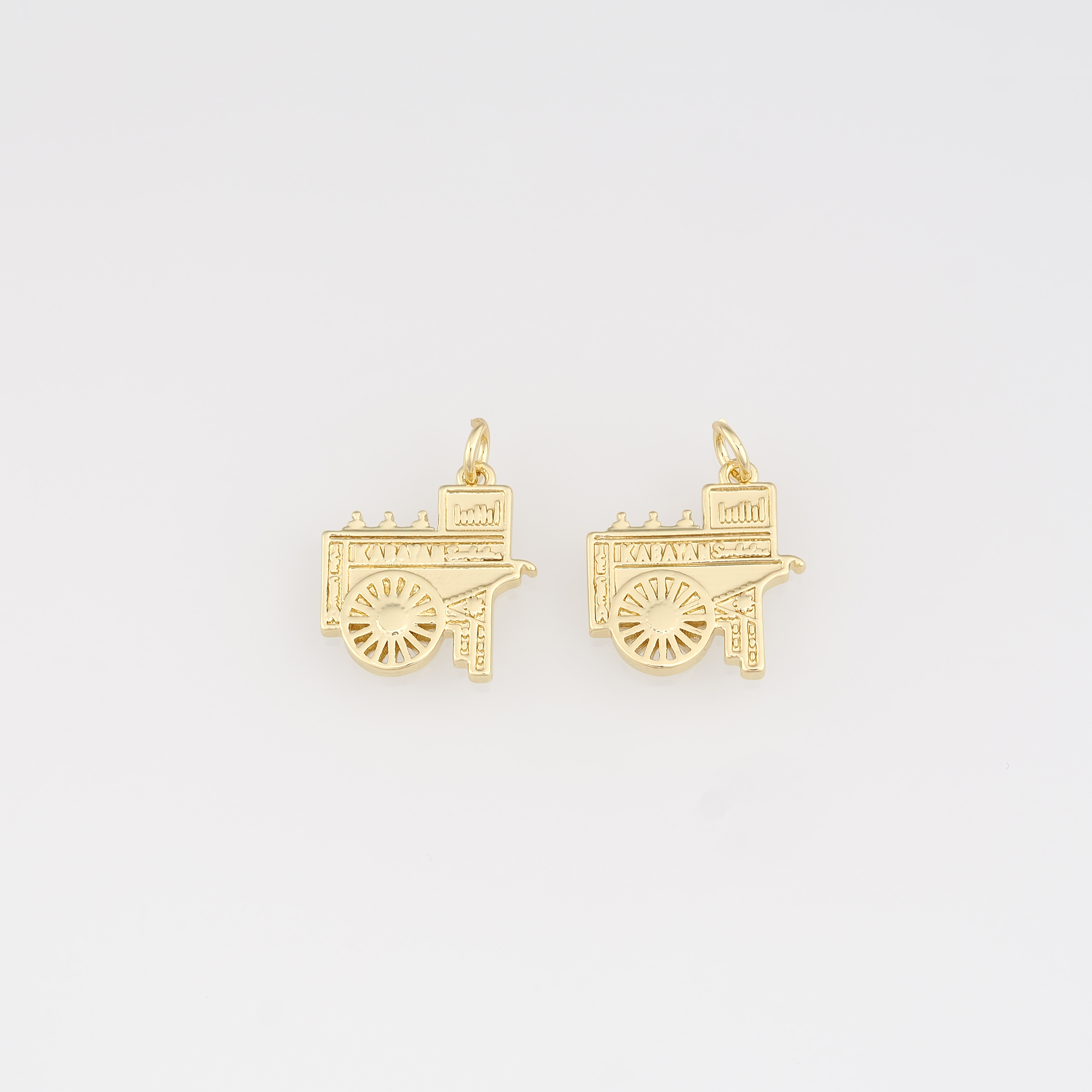 18K Gold Filled Locomotive Pendant,Locomotive Charm Earrings Necklace for DIY Jewelry Making Supply