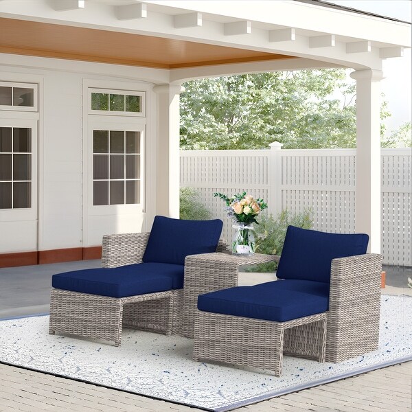 5Piece Outdoor Rattan Conversation Set Wicker Chair with Cushions