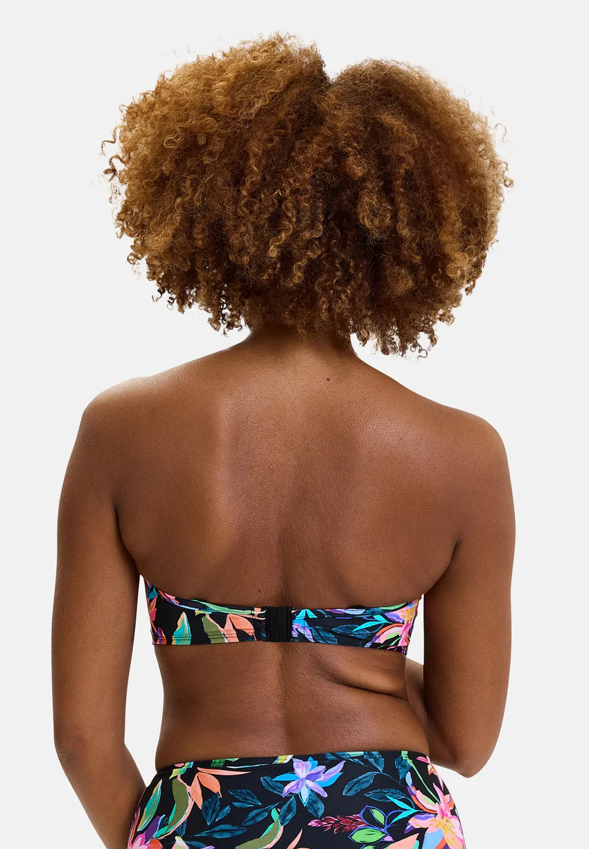 Haut de maillot de bain bandeau avec armatures Barbade Paradis Tropical Noir