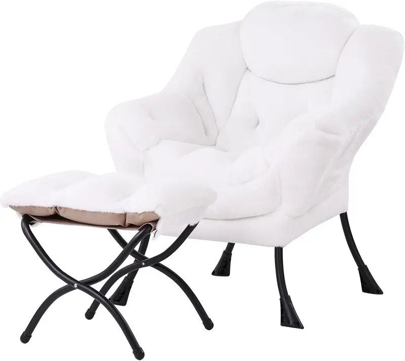 Tiita Modern Lazy Lounge Chair with Matching Ottoman – Large Leisure Armchair Set