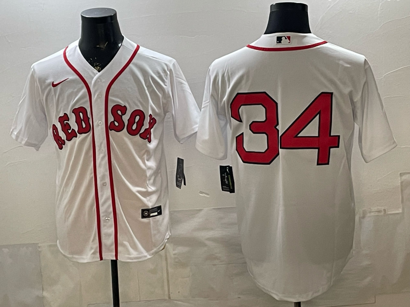 Men's Boston Red Sox David Ortiz #34 White Replica Player Name Jersey