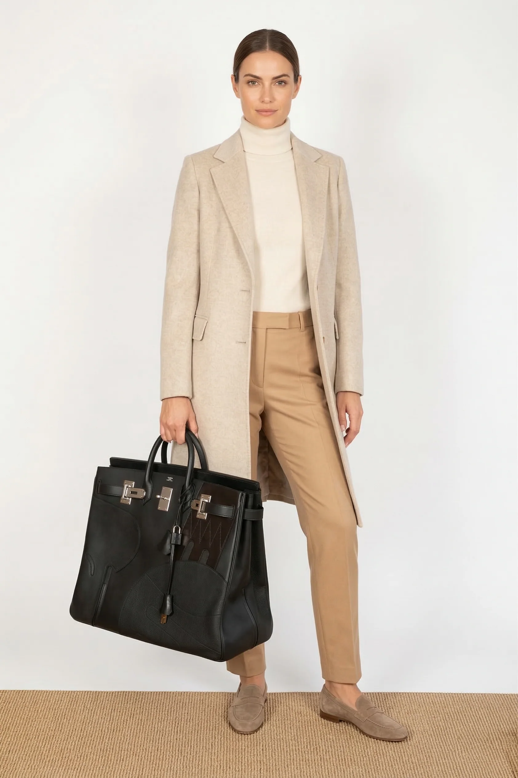 Hermès HAC 50 en Selle Noir Togo/Swift/Box Palladium Hardware
