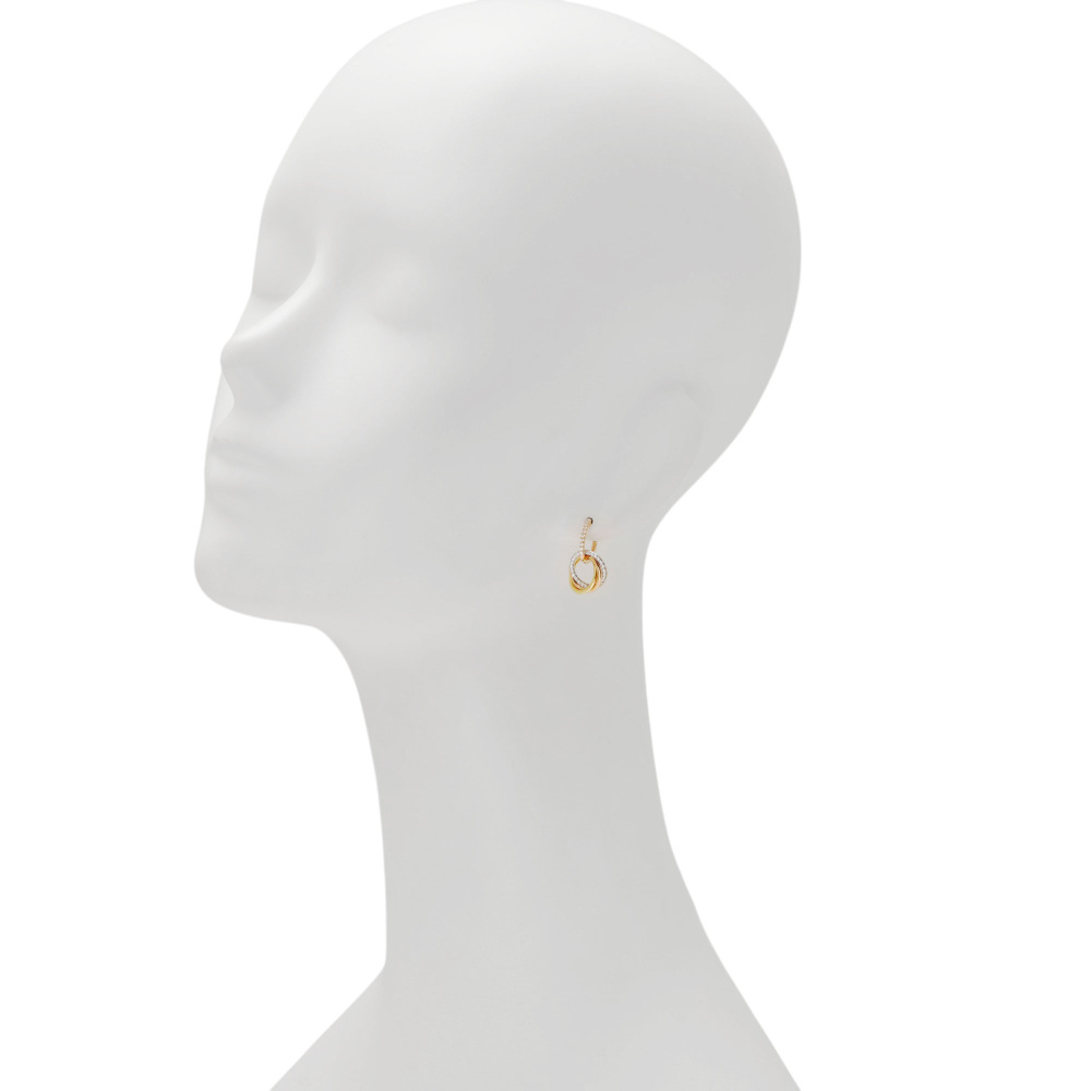 Cartier Trinity Semi-pavé Earrings Tri-Gold B8301259