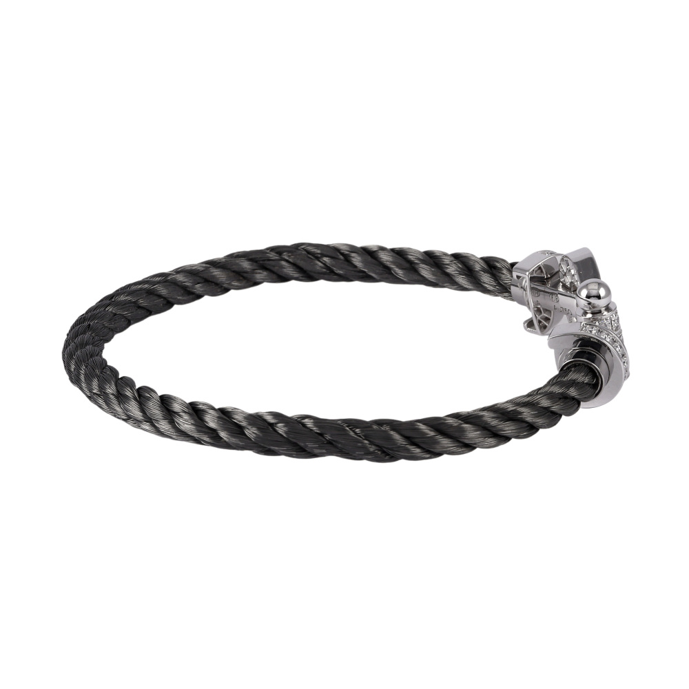 FRED Force 10 Lm Bracelet 18K White Gold & Stainless Steel Diamond 0B0050-6B0239