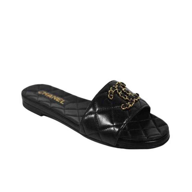 Chanel Lambskin Fashion Flat Sandals Slide