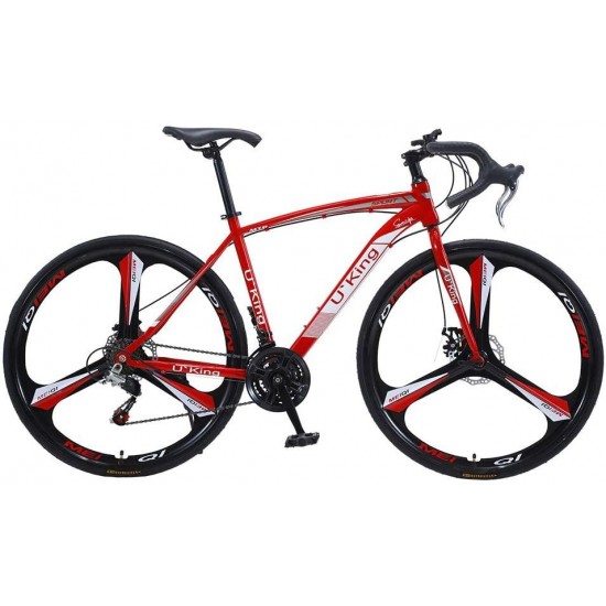 Road Bike 700C Wheels Racing Bicycle with 21 Speed Derailleur, Dual Disc Brake, Lightweight Outdoor Cycling for Men, Women, Adults