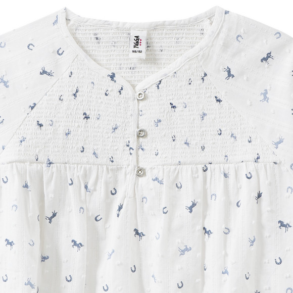Yigga Mädchen Bluse mit Pferde-Allover