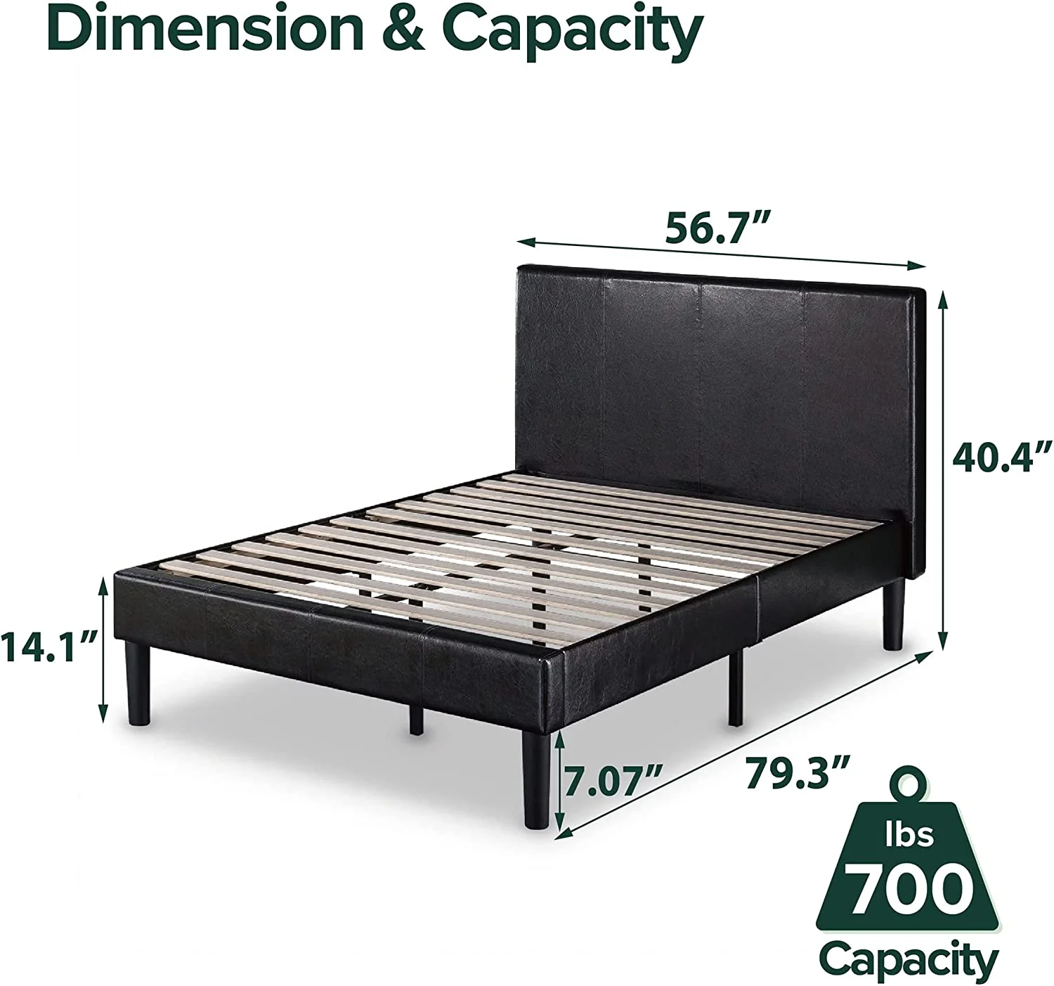 Gerard Faux Leather Upholstered Platform Bed Frame / Mattress Foundation / Wood Slat Support / No Box Spring Needed / Easy Assembly  California King