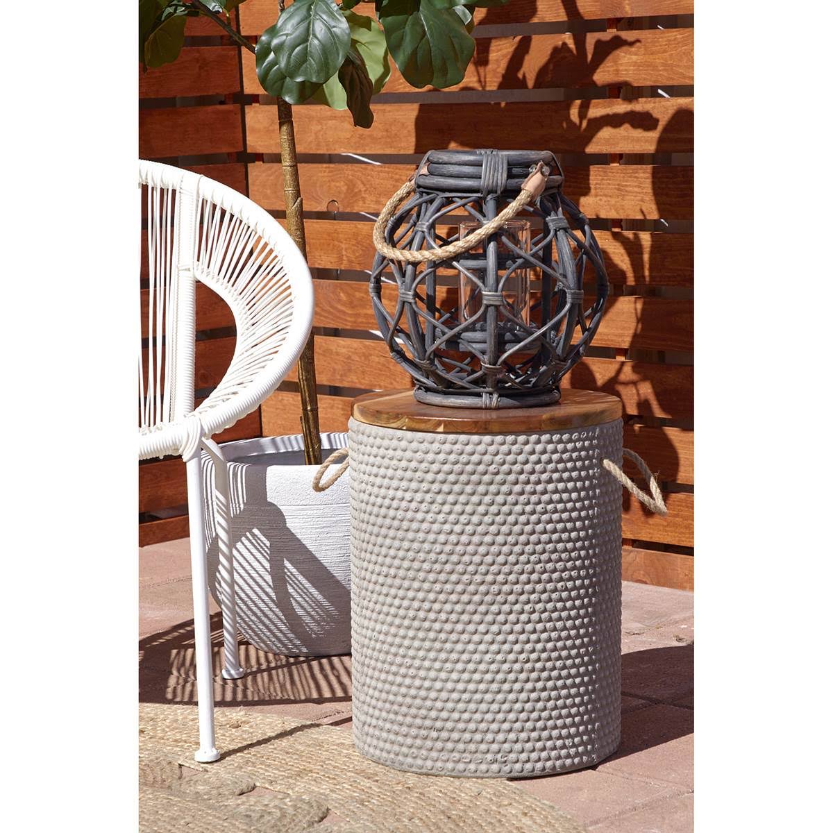 Black Woven Rattan Candle Lantern