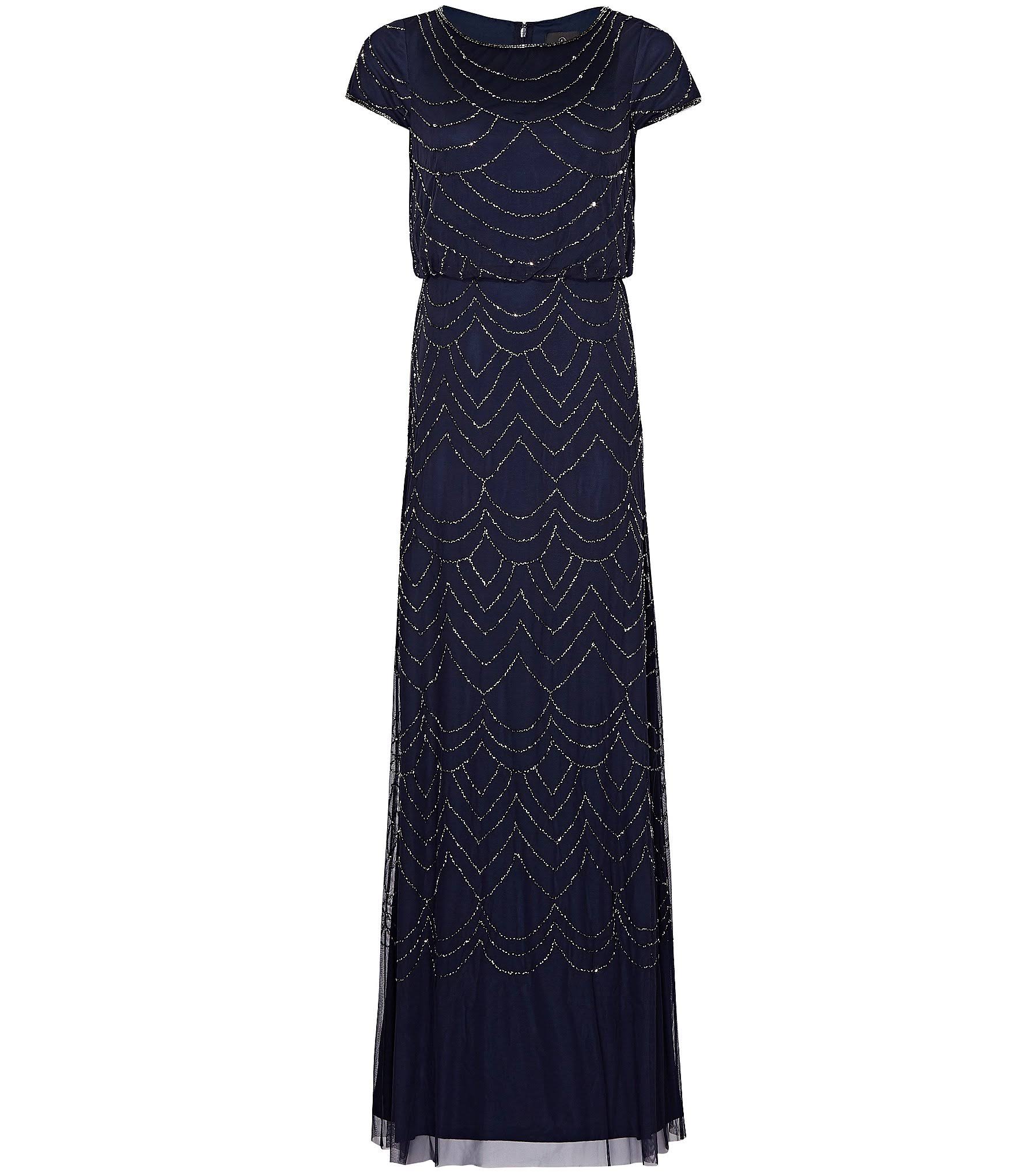 Adrianna Papell Beaded Blouson Gown - 2 / Black