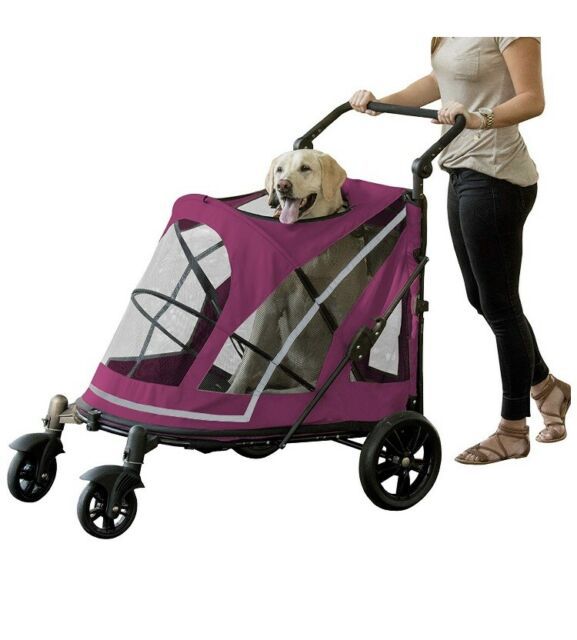 No-Zip Double Pet Stroller – Boysenberry