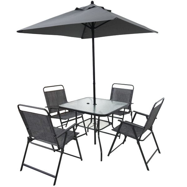 RustResistant Outdoor Dining Set for 4 (Folding Chairs + Umbrella)
