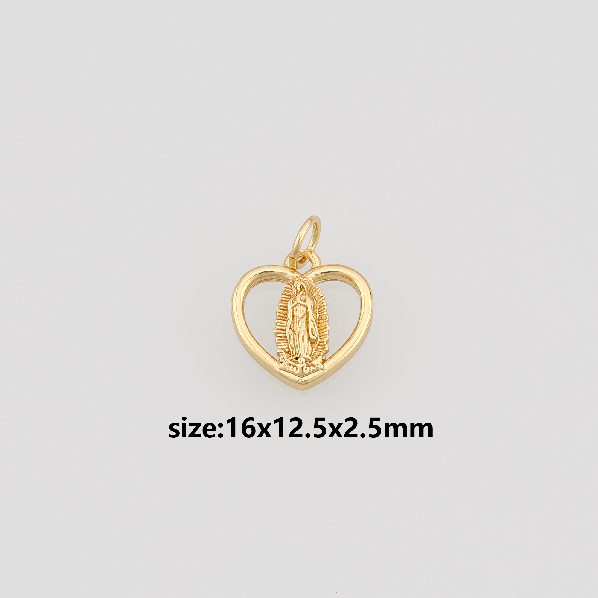 18K Gold Filled Virgin Mary Pendant,Religious Chamr,Heart Maria Earrings Necklace for DIY Jewelry Making Supply