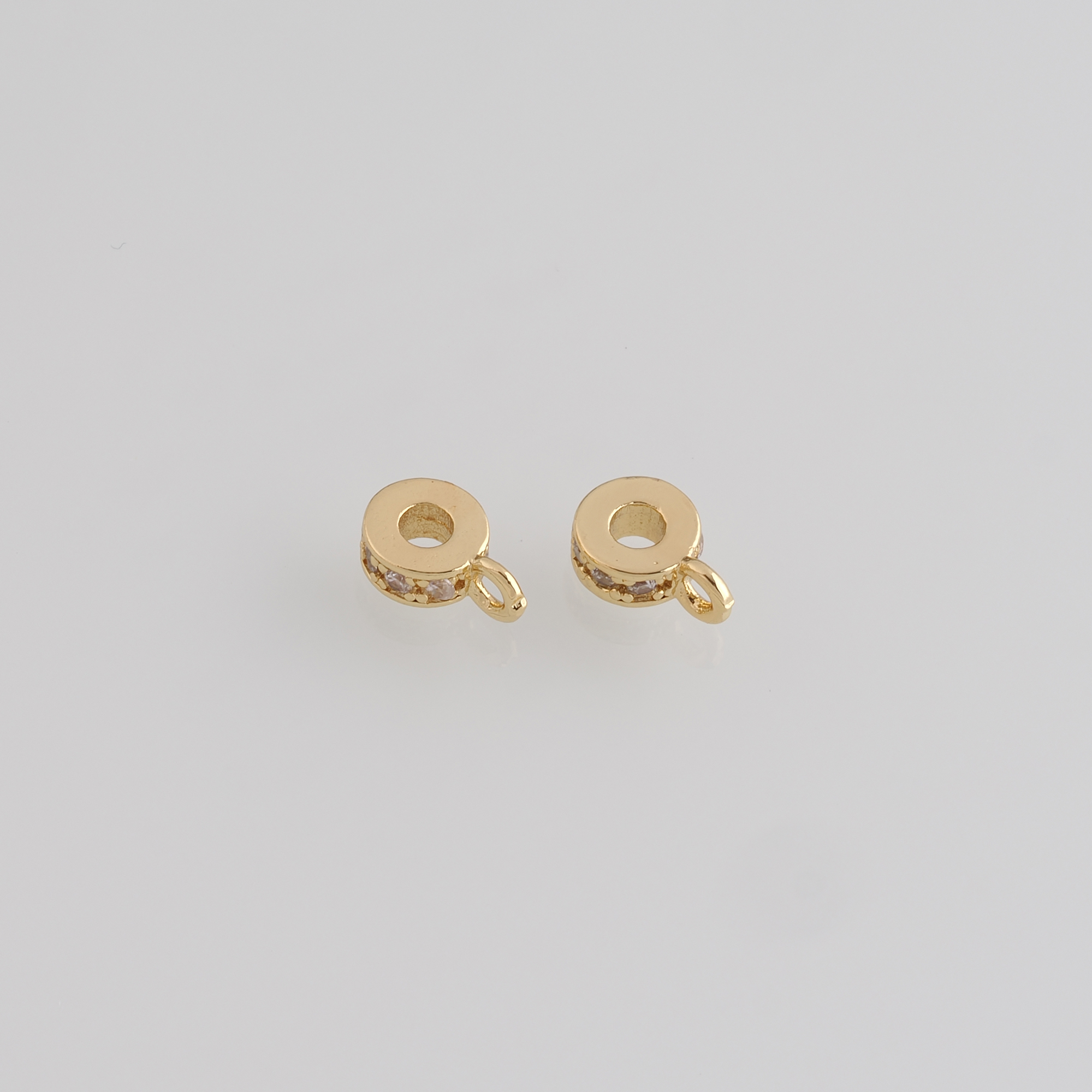 18K Gold Filled Round Flat Spacer Beads,With Loop,Dainty Round Spacer Beads,DIY Jewelry Making Supply