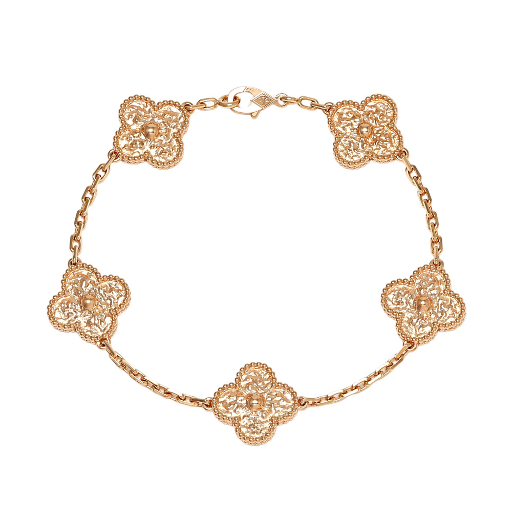 Van Cleef & Arpels Vintage Alhambra 5 Motifs Bracelet 18K Rose Gold VCARN9T300