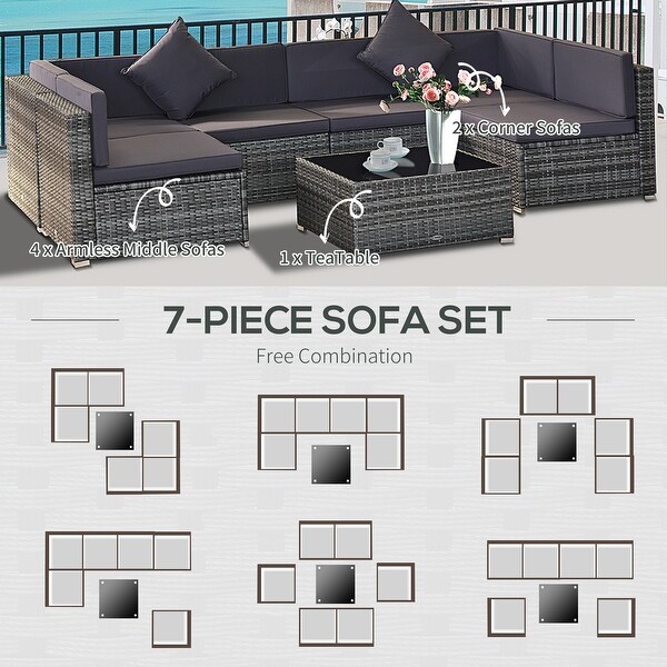 Siara 7piece Rattan Wicker Sectional Patio Set by Havenside Home