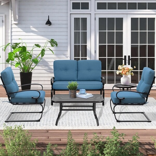 SUNCROWN 5Piece Outdoor Metal Furniture Conversation Patio Set