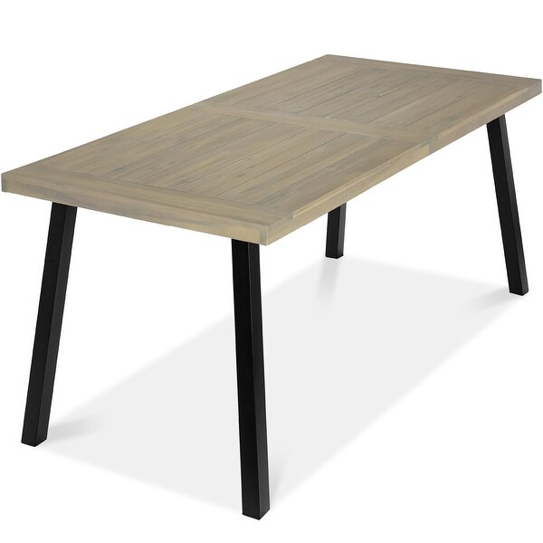 6Person Indoor Outdoor Acacia Wood Dining Table,Picnic Table w/PowderCoated Steel,350 Pound Capacity Legs
