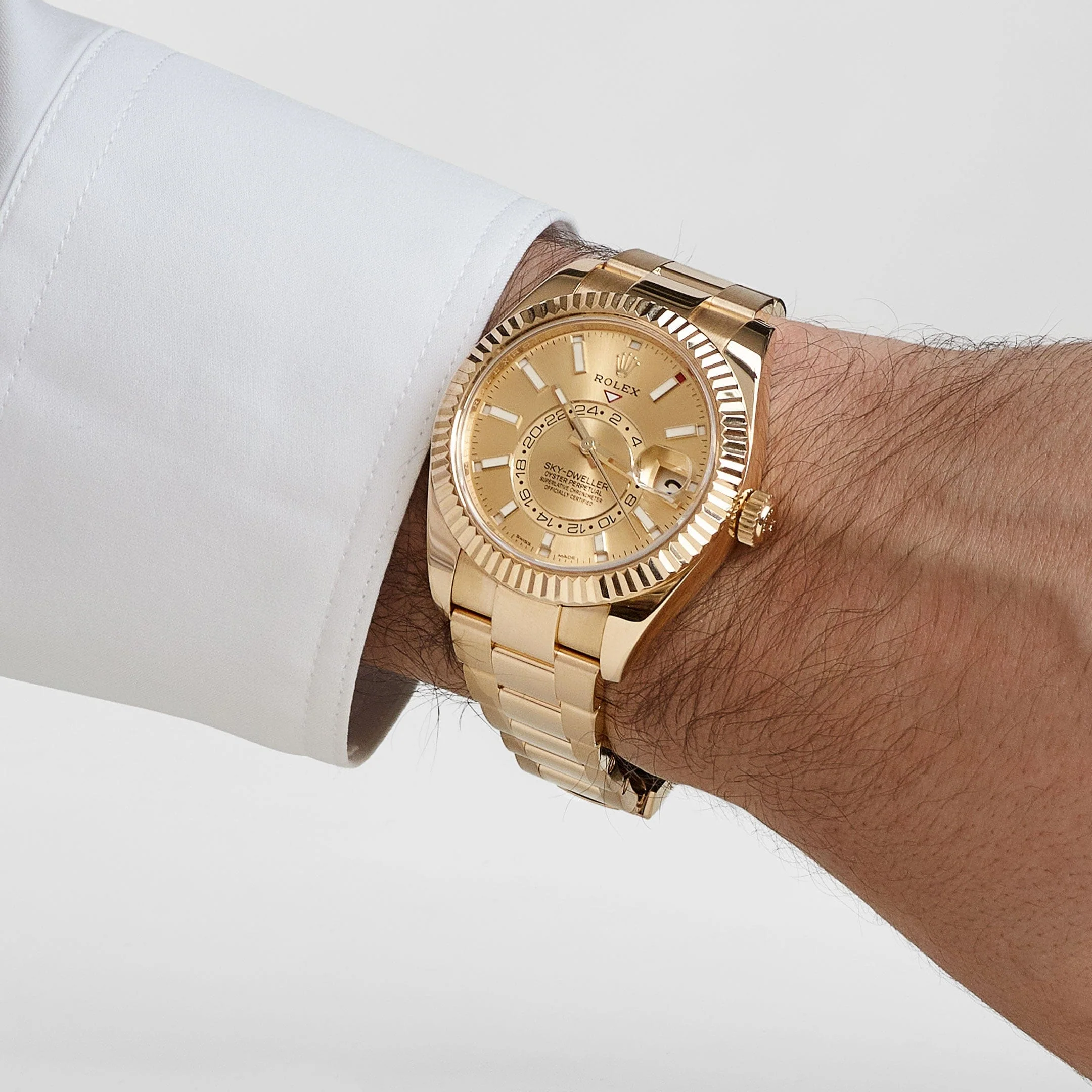 Rolex Sky-Dweller 326938 Yellow Gold Champagne Dial Oyster