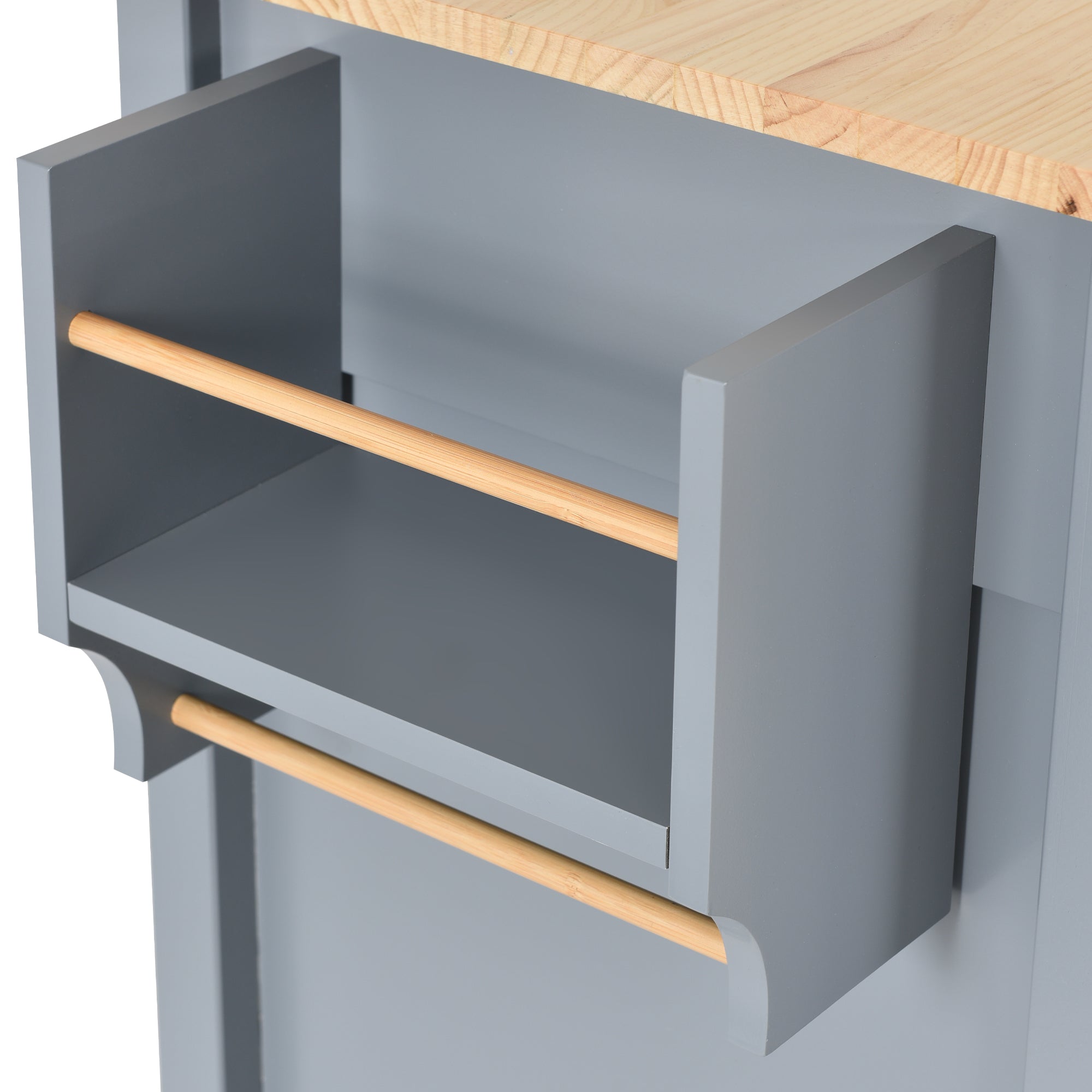 Kitchen Island on Wheels, Zarler Kitchen Island Cart with Solid Wood Top Utility Rolling Cart Trolley, GrayBlue