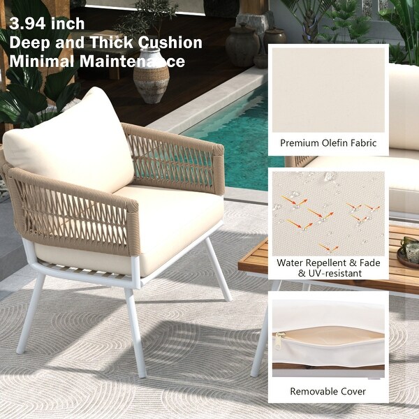 4pcs Lounge Chair Sets Patio Conversation Set Accent Single Sofa