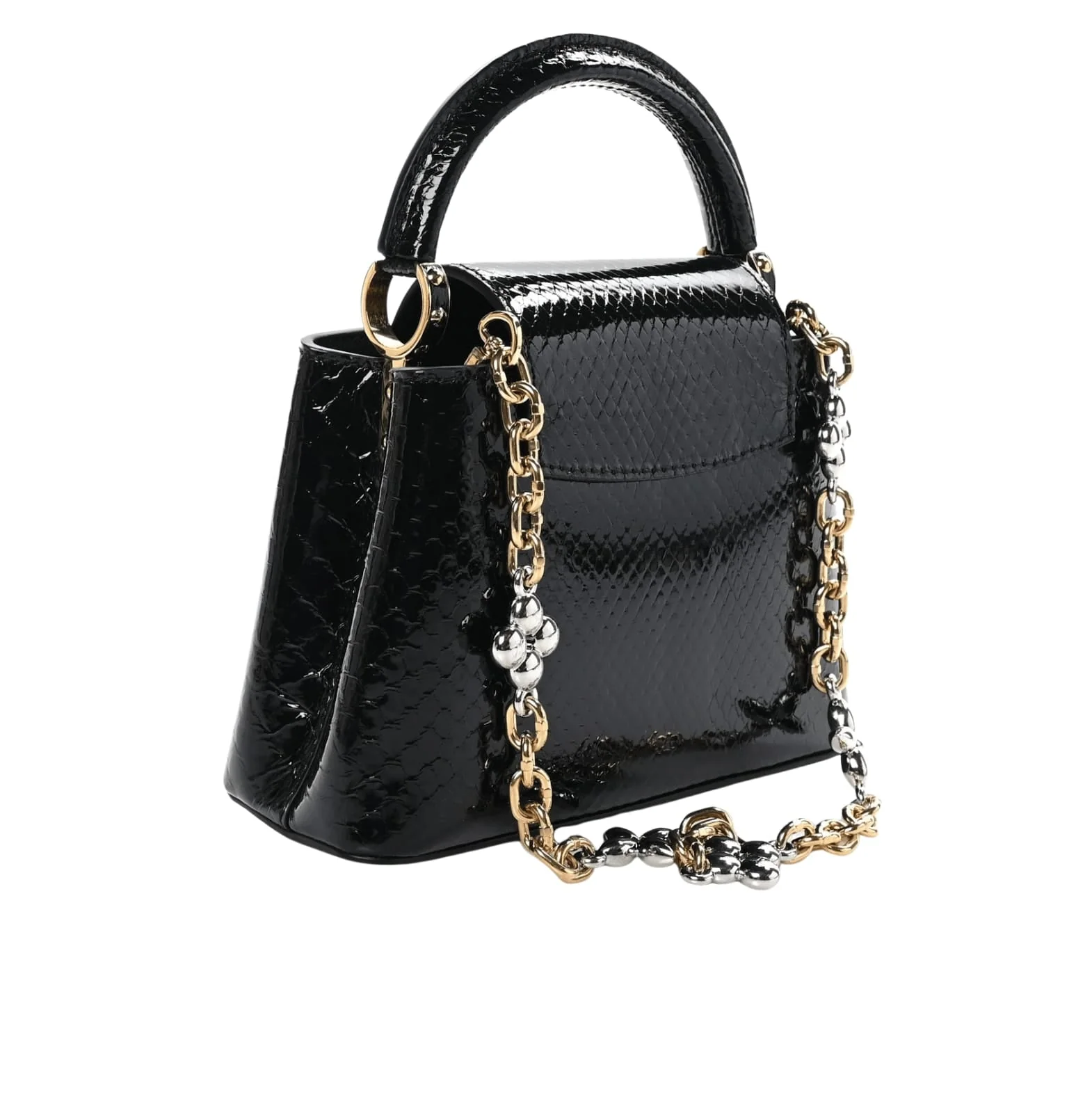 Louis Vuitton Bag | Snakeskin Flower Chain Capucines Mini Bag Black