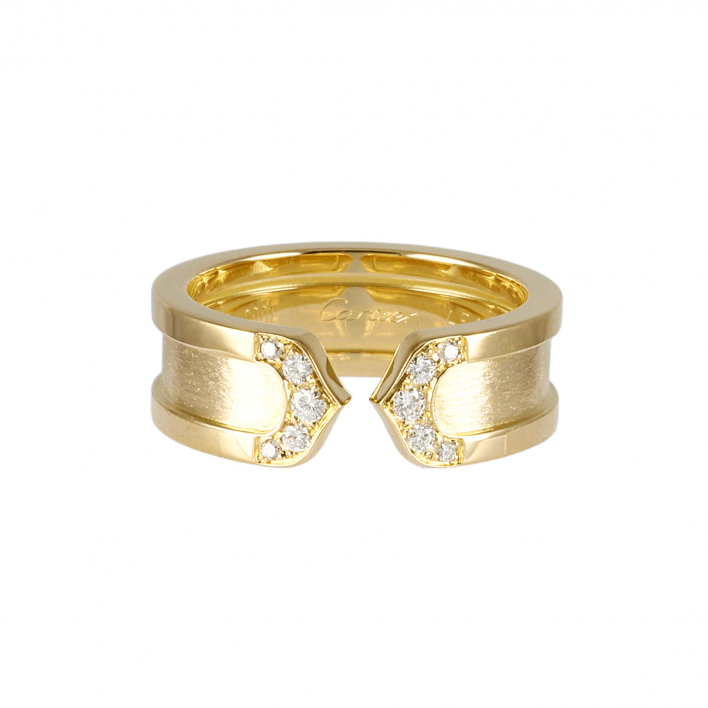Cartier 2C C Do Ring 18K Yellow Gold Diamond