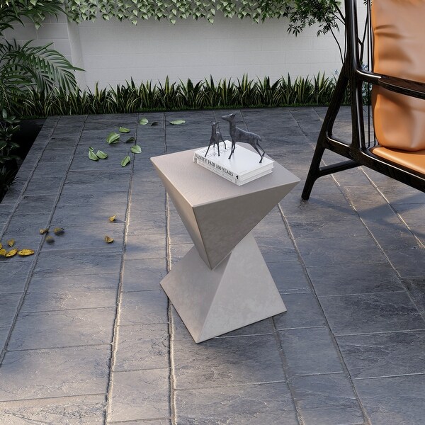 Modern Square Side Table in Fiberstone Glint Series by LeisureMod