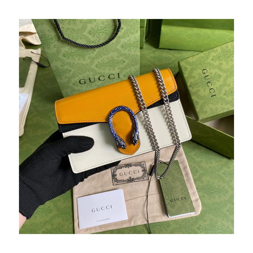 Gucci Dionysus Super Mini Bag Orange White Leather