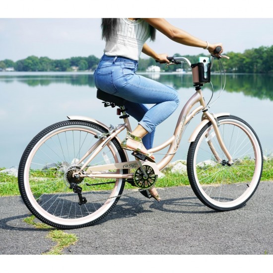26″ Bayside Women’s Cruiser Bike, Rose Gold