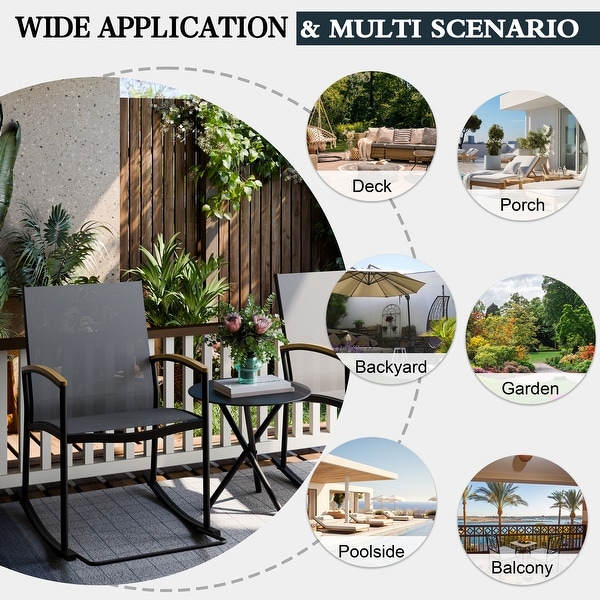 Futzca 3Piece Patio Bistro Sets,Two Chairs with Coffee Table