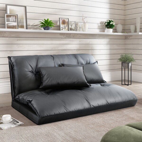 Lazy Sofa Adjustable Folding Futon Sofa with Pillows