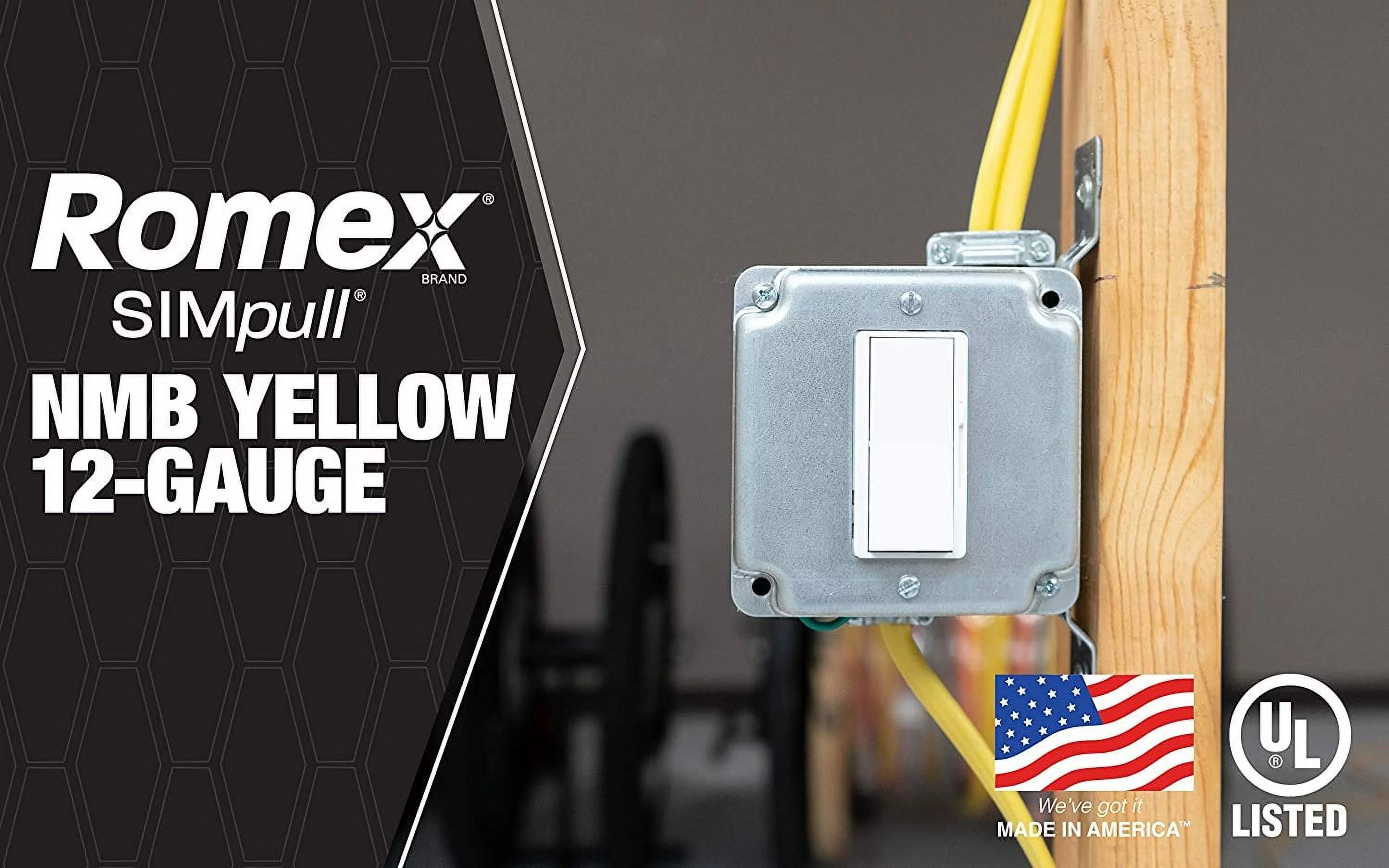 Southwire 28828221 25' 12/2 with ground Romex brand SIMpull residential indoor electrical wire type NM-B, Yellow