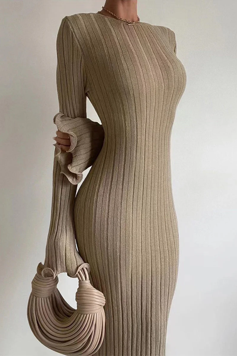 Sexy Solid Backless U Neck Wrapped Skirt DressesClistos