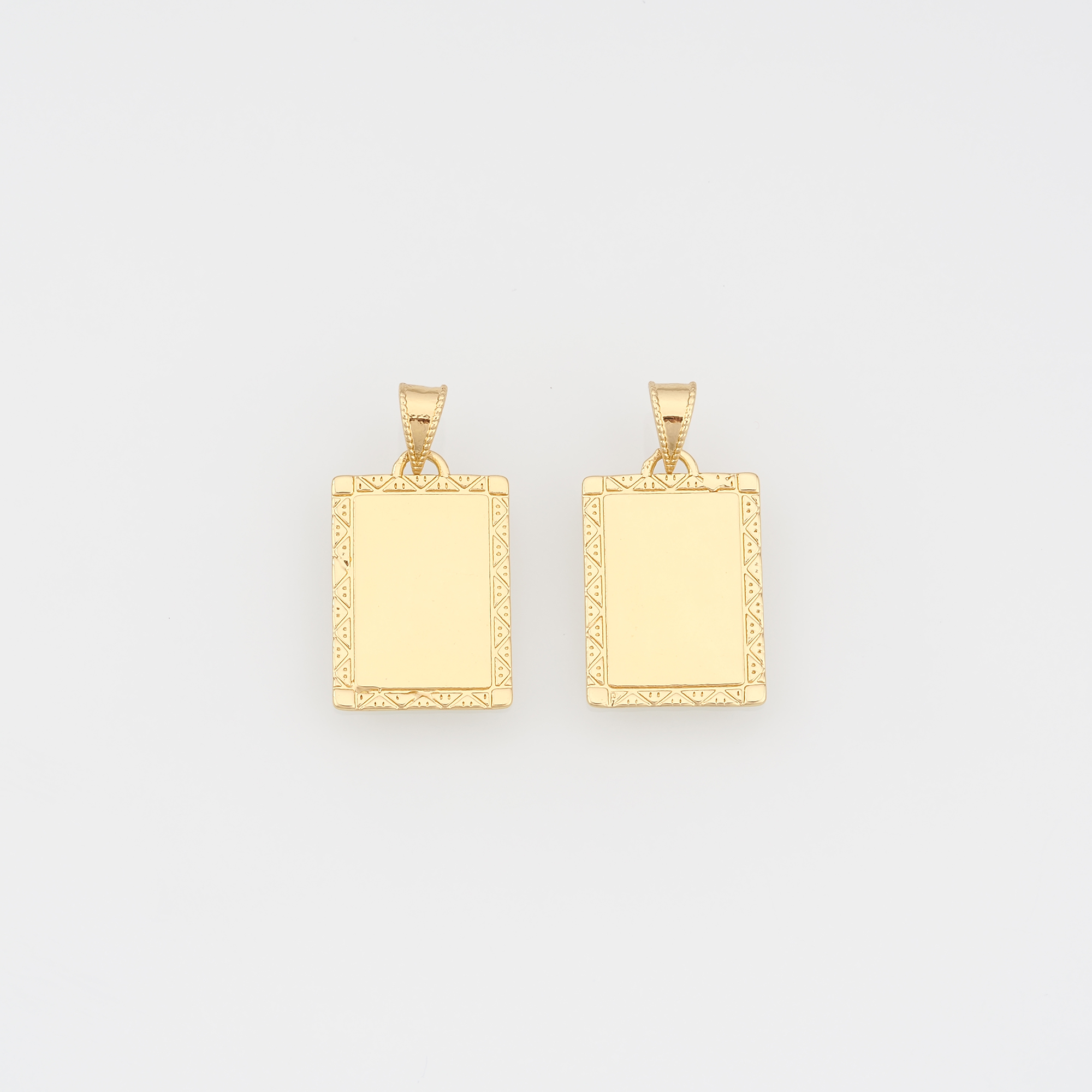 18K Gold Filled Rectangle Pendant,Rectangle Charm Earrings Necklace for DIY Jewelry Making Supply