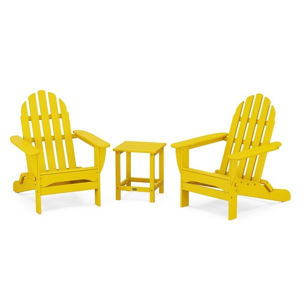 POLYWOOD Classic Folding Adirondack 3Piece Set with Long Island 18