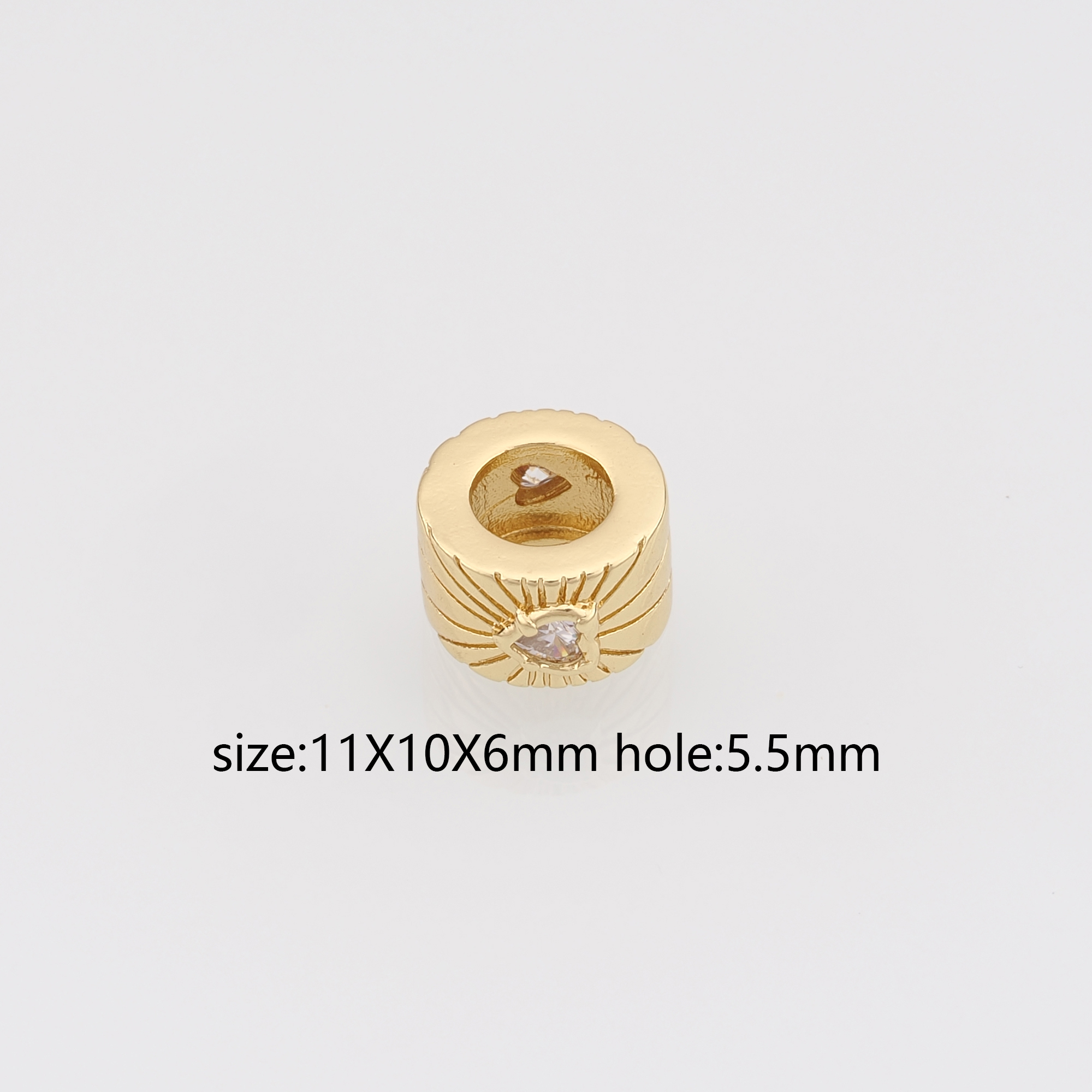 18K Gold Filled Heart Barrel Spacer Beads,CZ Micro Pave Barrel Beads for Bracelet Jewelry Necklace Making Supply