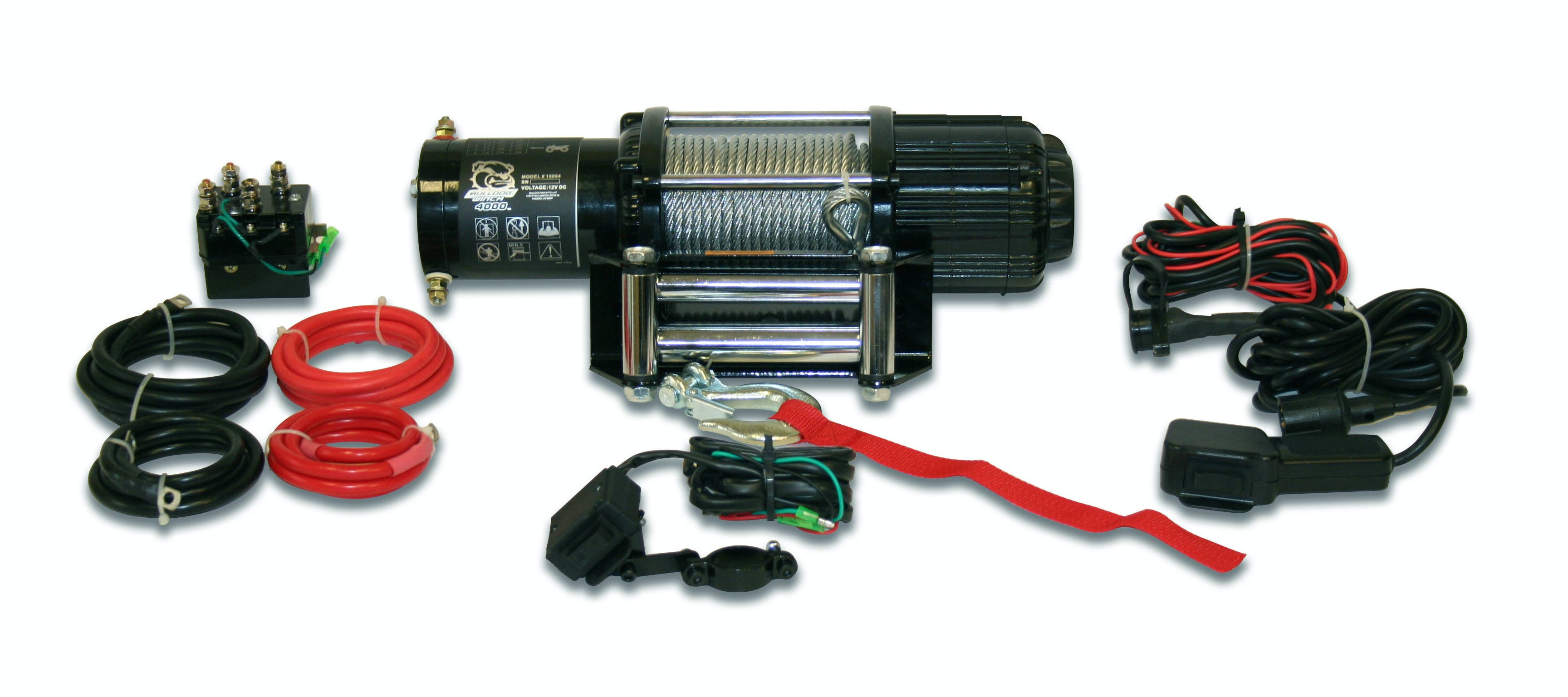 Bulldog Winch 15004 4000lb UTV/Utility Winch, Two Switches, Mounting Channel, Roller Fairlead