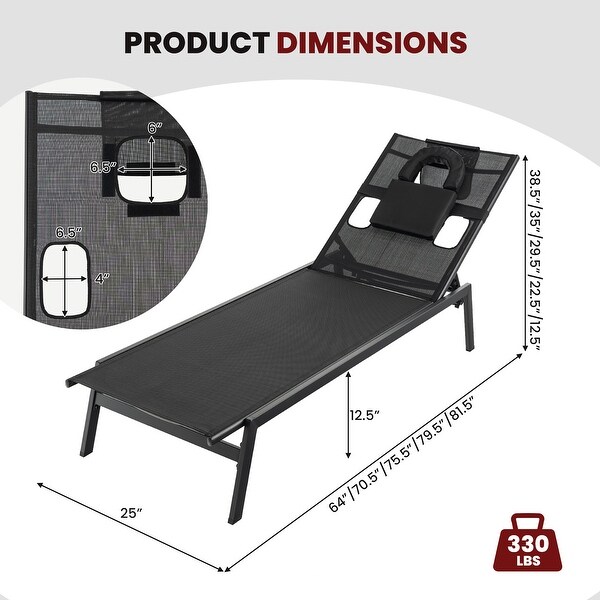 Gymax Patio Sunbathing Lounge Chair w/ Face Hole and Detachable Head