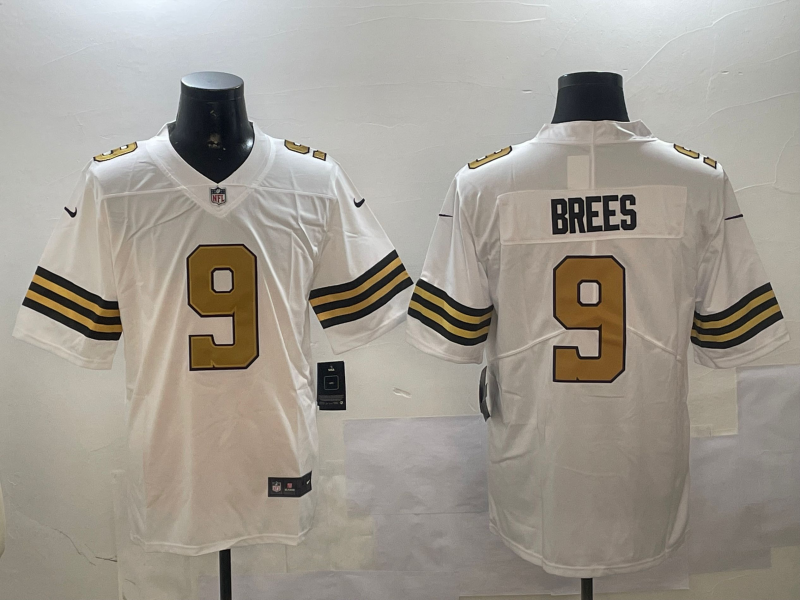 Men's New Orleans Saints Drew Brees #9 White Game Player Jersey