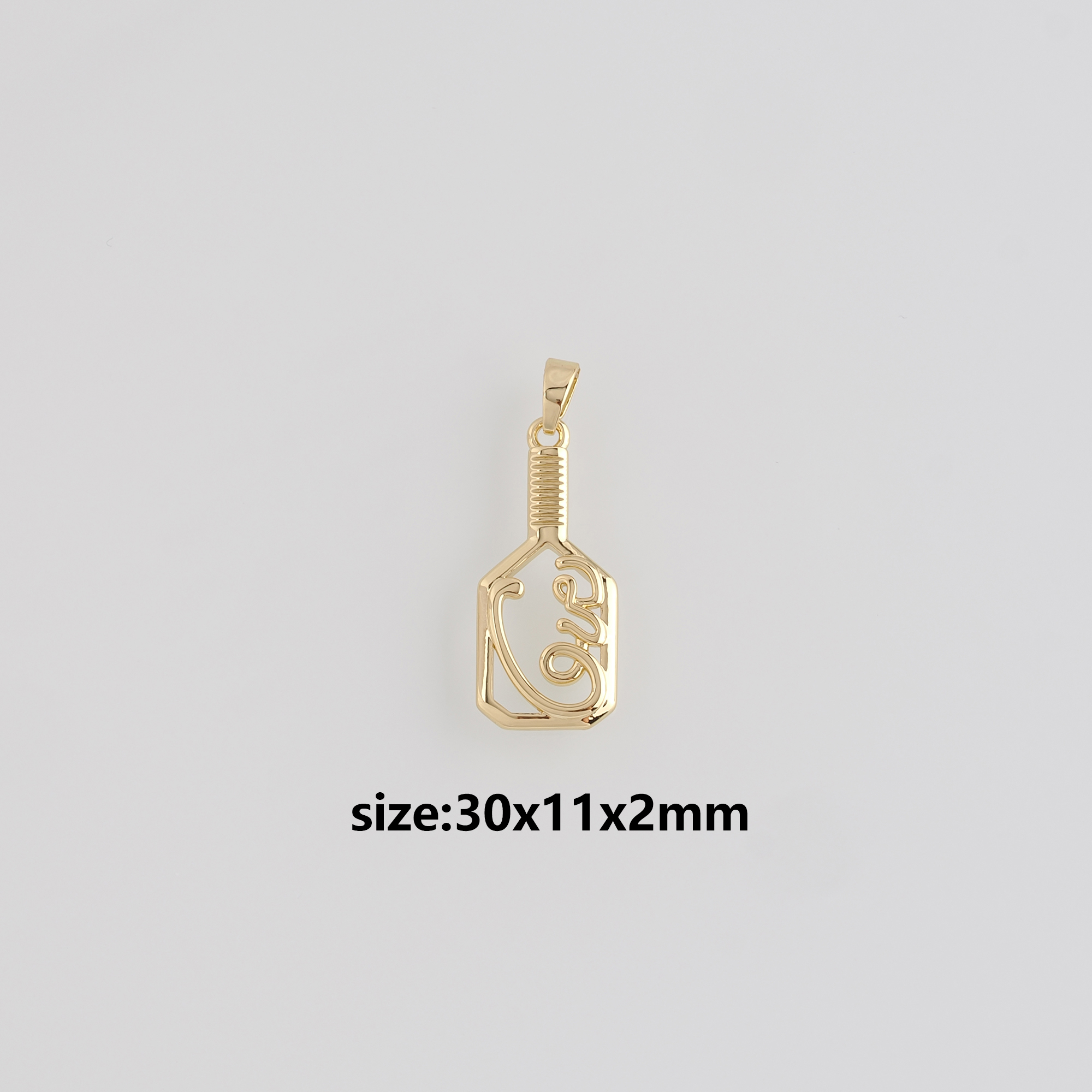 18K Gold Filled Tennis Racket Pendant,Dainty Racket Charm Earrings Necklace for DIY Jewelry Making Supply