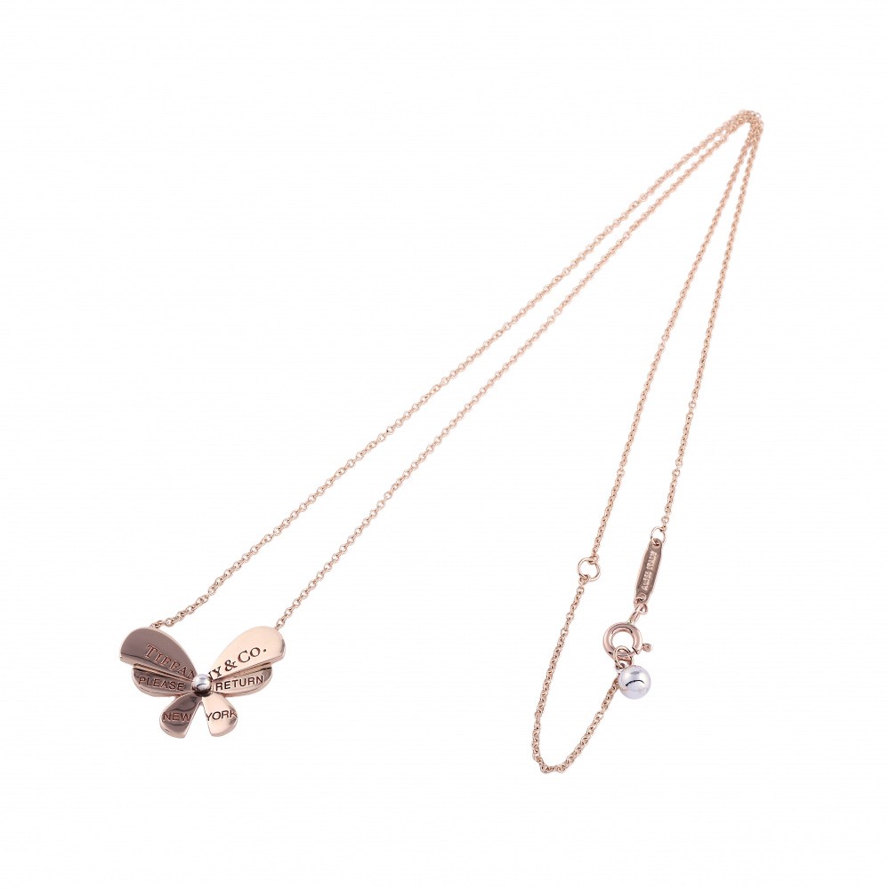 Tiffany & Co. Return To Love Bugs Butterfly Necklace 18K Rose Gold & Sterling Silver