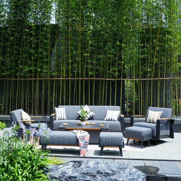 7Piece Patio Acrylic Sponge Sofa and Chair Set with Table and Bench